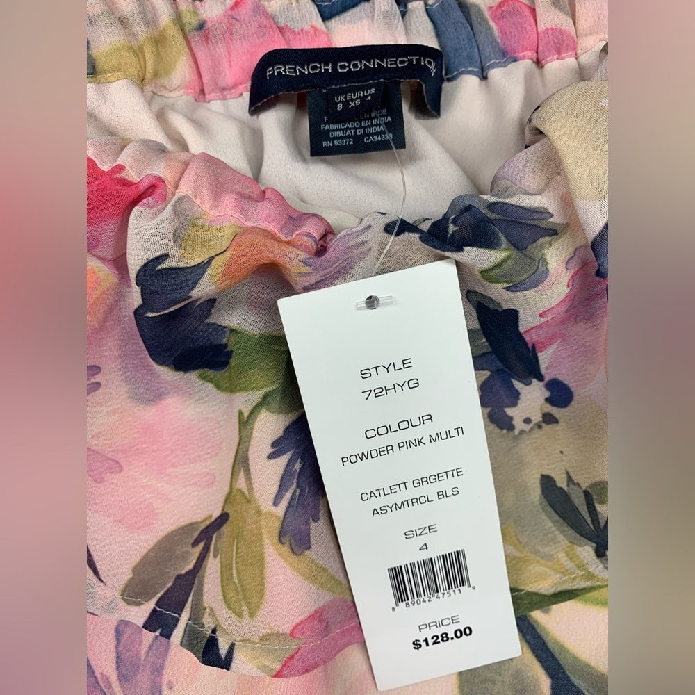 NWT French Connection One Sleeve Flower Top - Picture 5 of 6